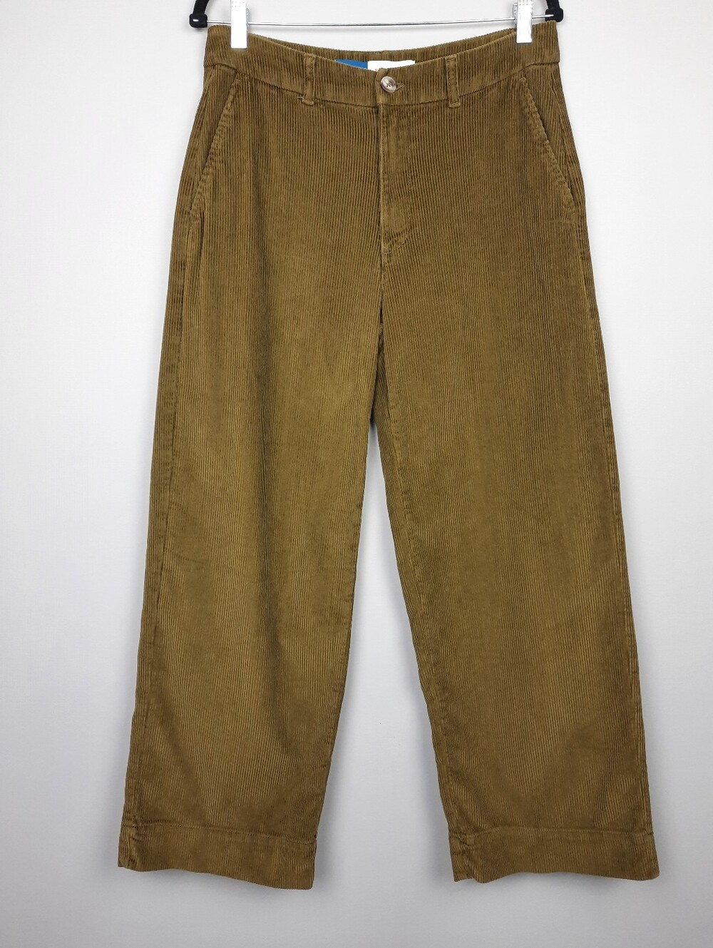 Old Navy High Rise Wide Leg Satin Moss Green Cotton Corduroy Pants size 8 - Picture 2 of 15